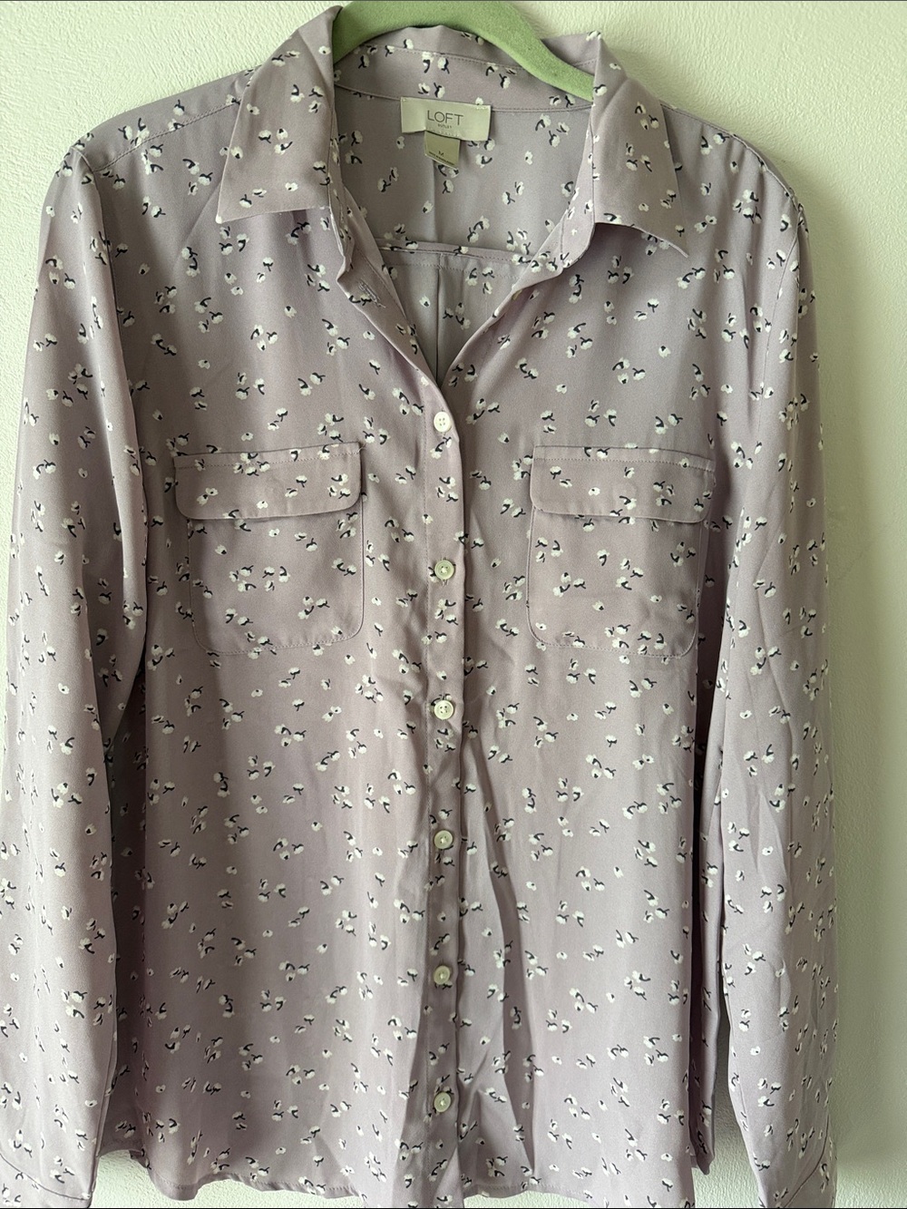 LOFT Dusty Lavender Floral Button-Down Shirt - Picture 4 of 5